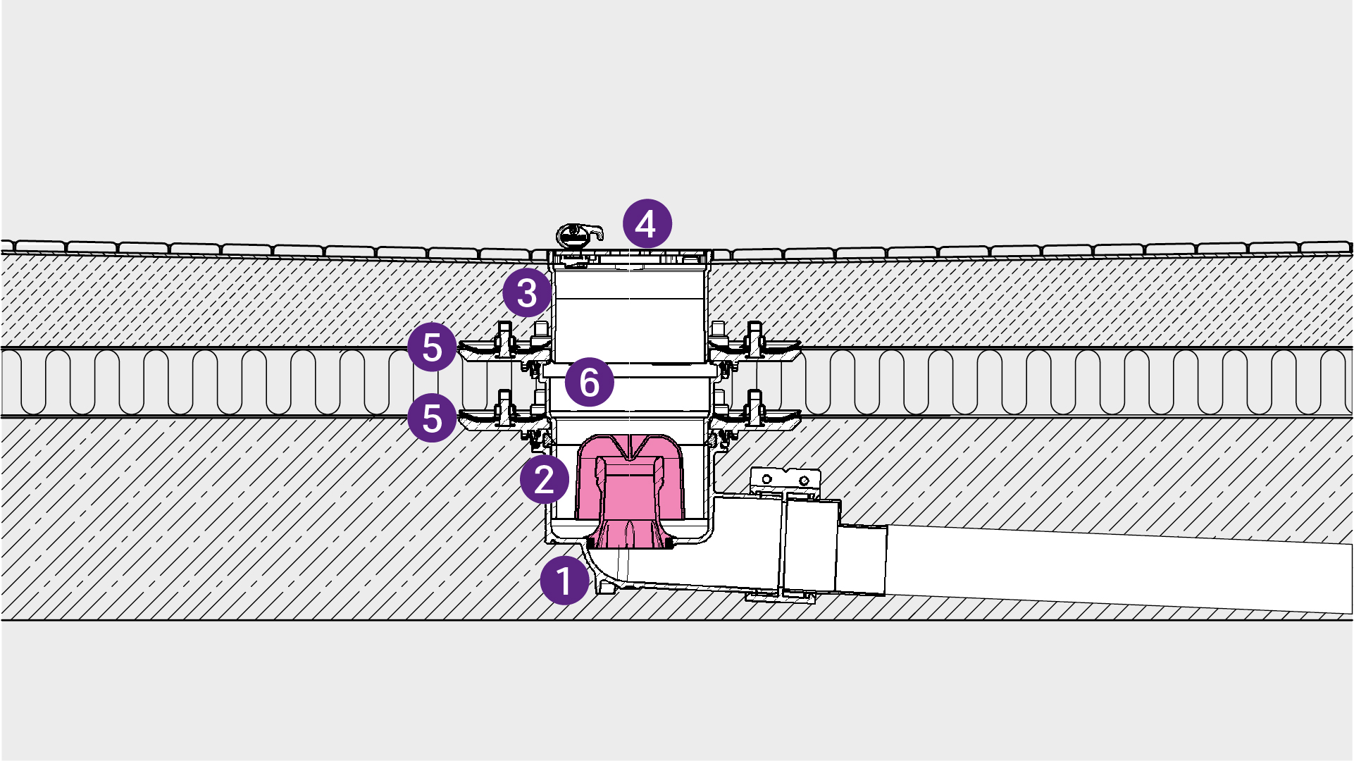 Technical drawing: Waterproofing layer with two waterproofing sheets