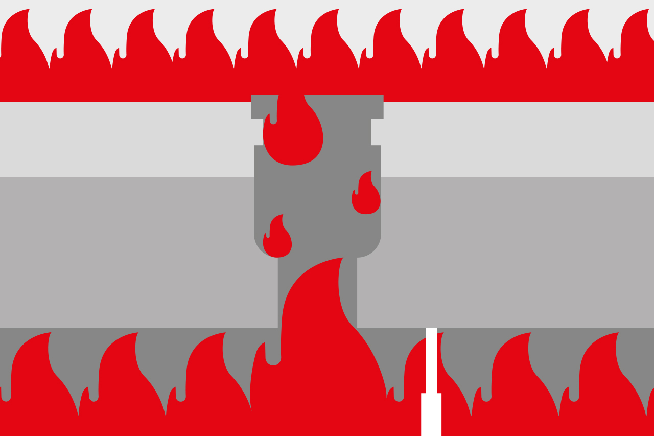 Schematic diagram showing how the fire spreads through the drain