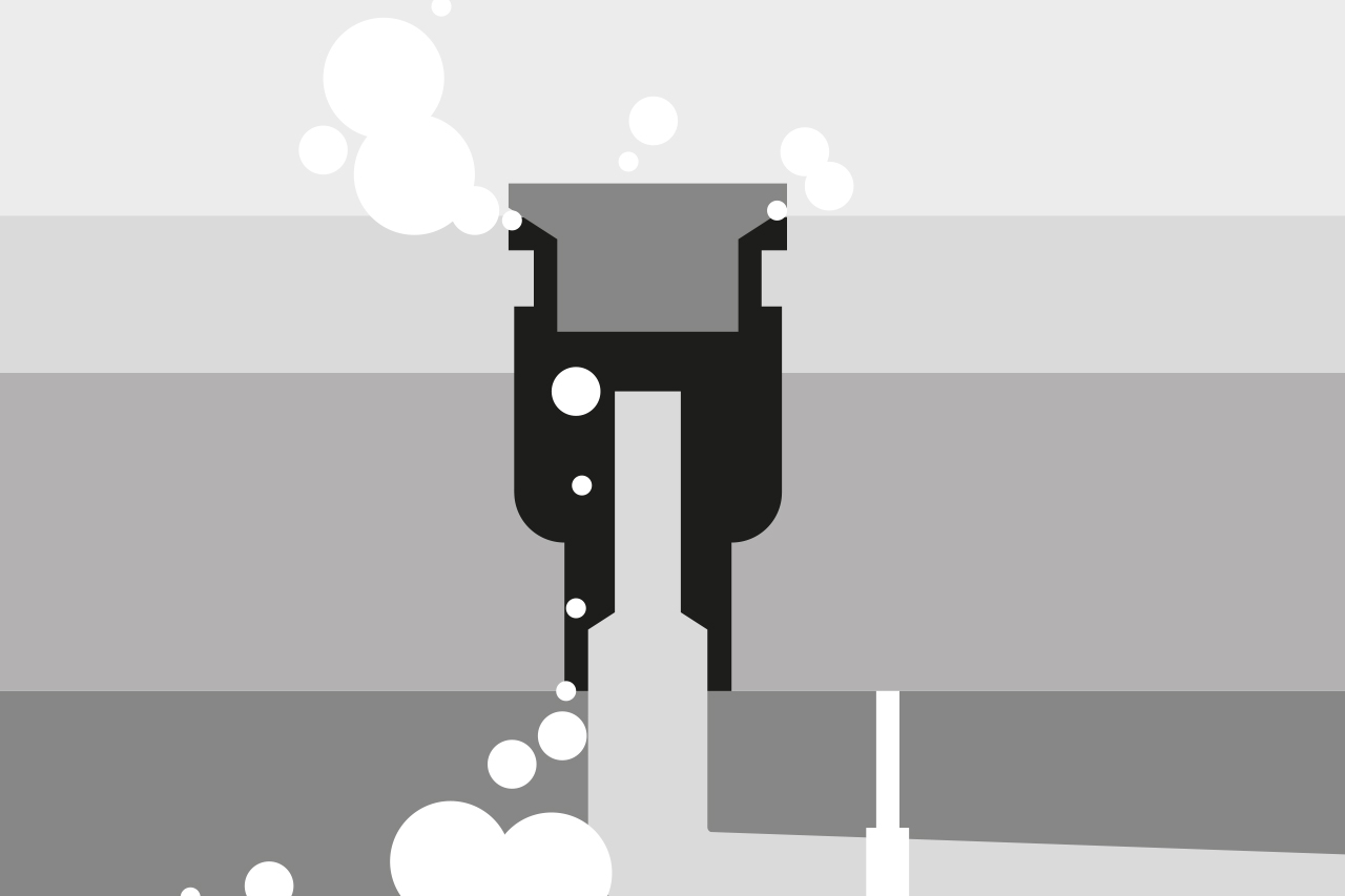 Sketch showing smoke/gas escaping