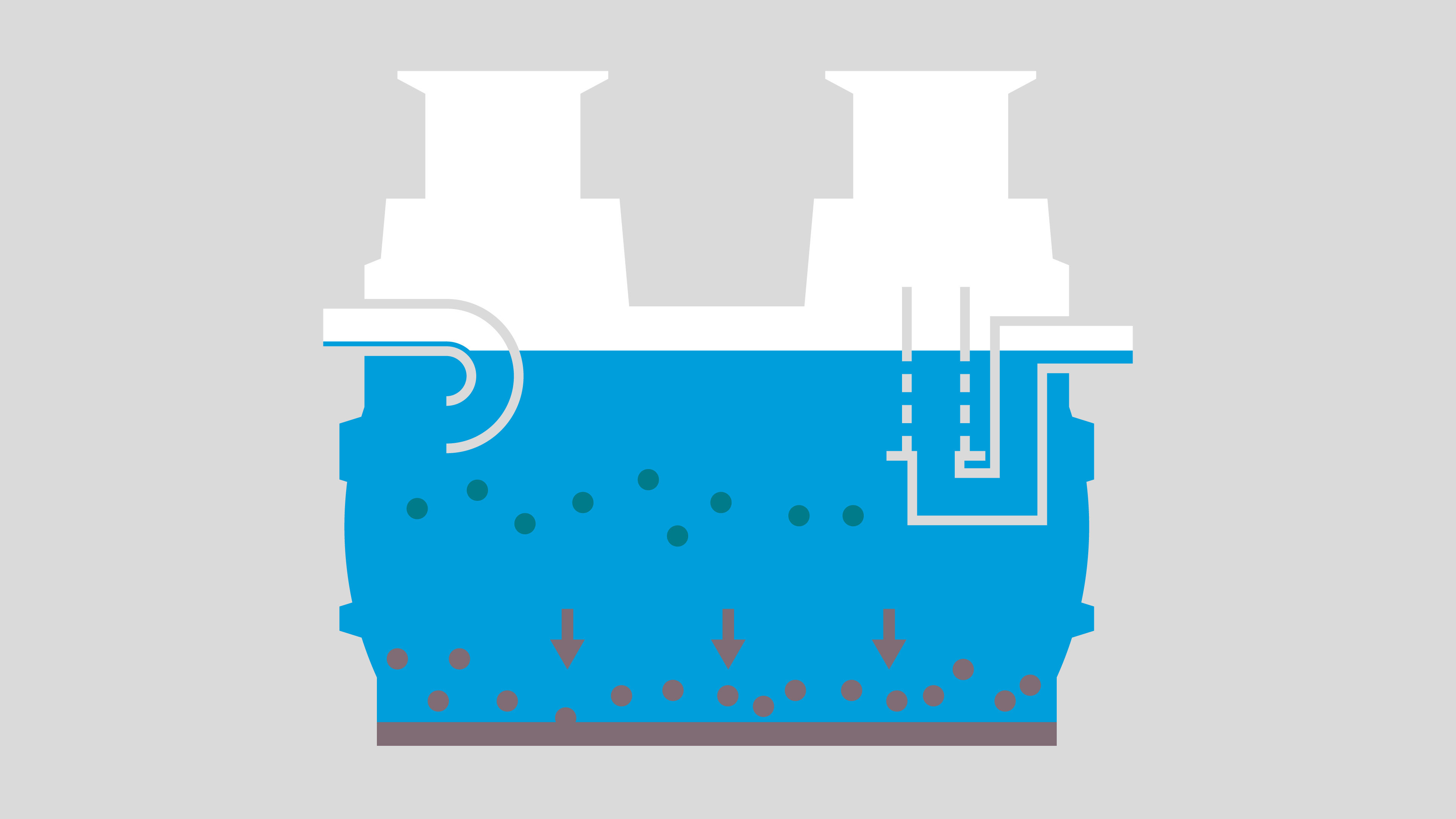 Schematic diagram: Sludge build-up in a light liquid separator