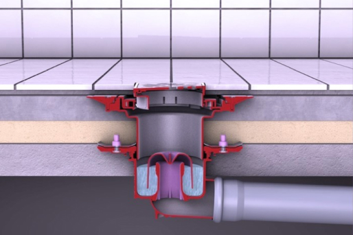 Stage 6: The flow of water is stopped and the system returns to a state of rest. A water seal is present in the odour trap.
