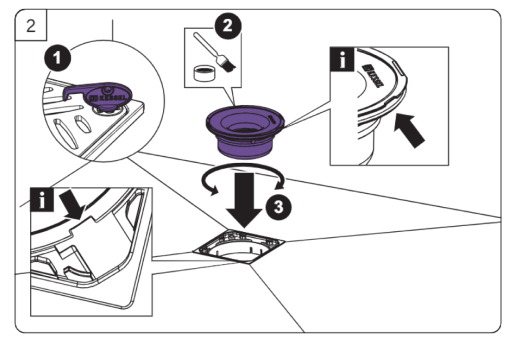 Illustration: Installing the odour trap in the floor drain