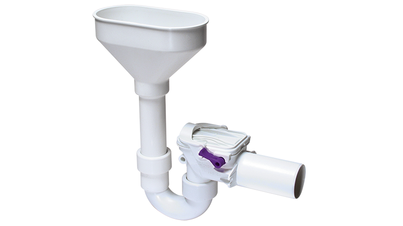 Staufix Siphon DN 50 backwater valve with an inlet funnel