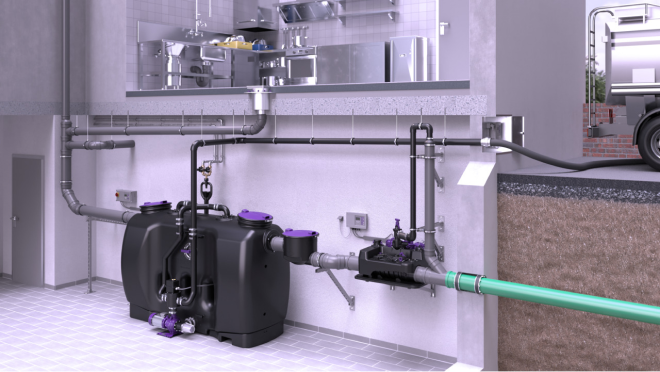 Installation example<em>: Ecolift L</em> behind a grease separator