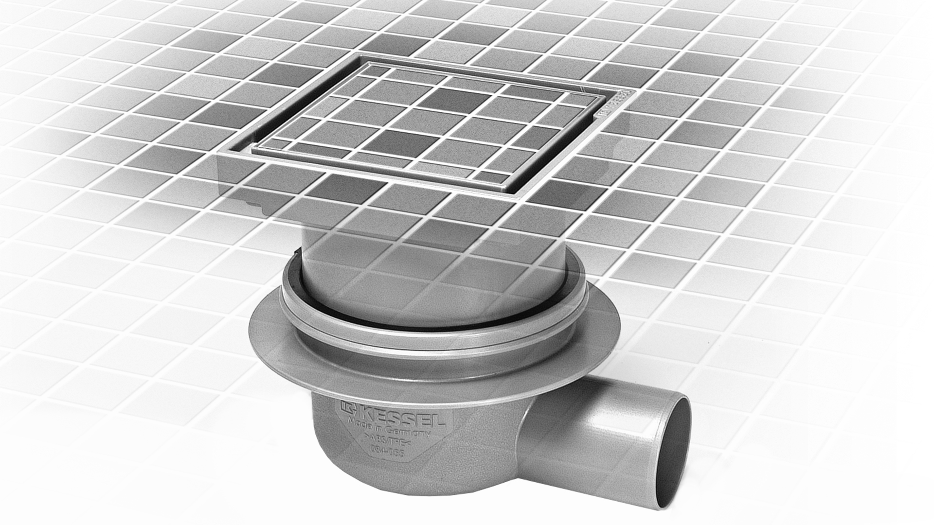 The bathroom drain becomes virtually invisible with the tileable cover