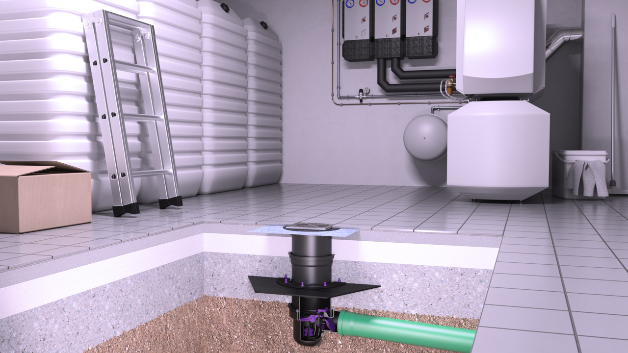 Installation recommendation for a basement drain with a light liquid trap in a boiler room Installation recommendation for a basement drain with a light liquid trap in a boiler room