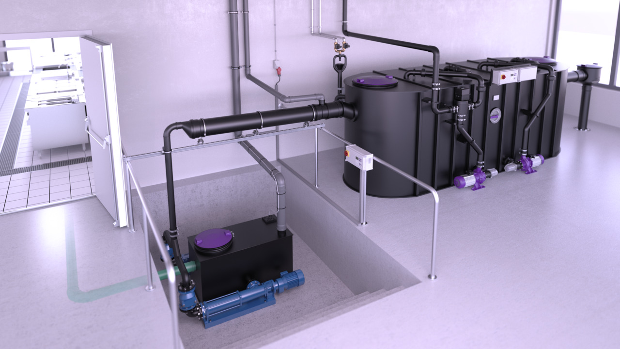 Installation example: Grease separator with Progressiv Cavity Pump