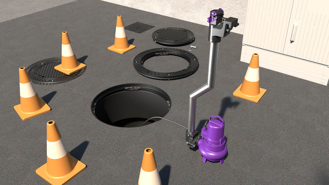 Maintenance-friendly pump access thanks to an expandable opening 