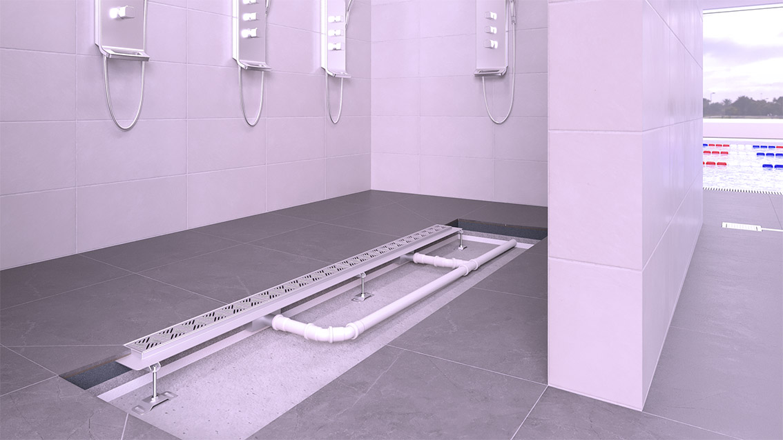 Designer box channel in the barefoot area