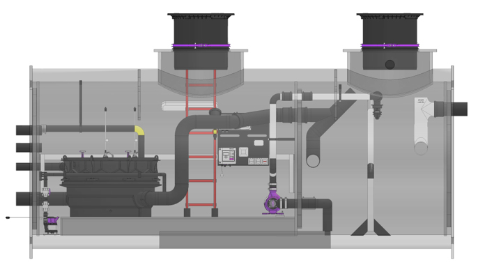 IL_Grease separator in a twin walled re-enforced pipe with a plant room IL_Grease separator in a twin walled re-enforced pipe with a plant room