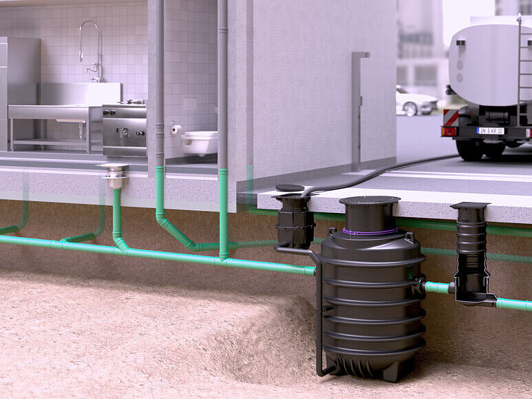 Installation example: EasyClean ground grease separator for waste disposal Installation example: EasyClean ground grease separator for waste disposal