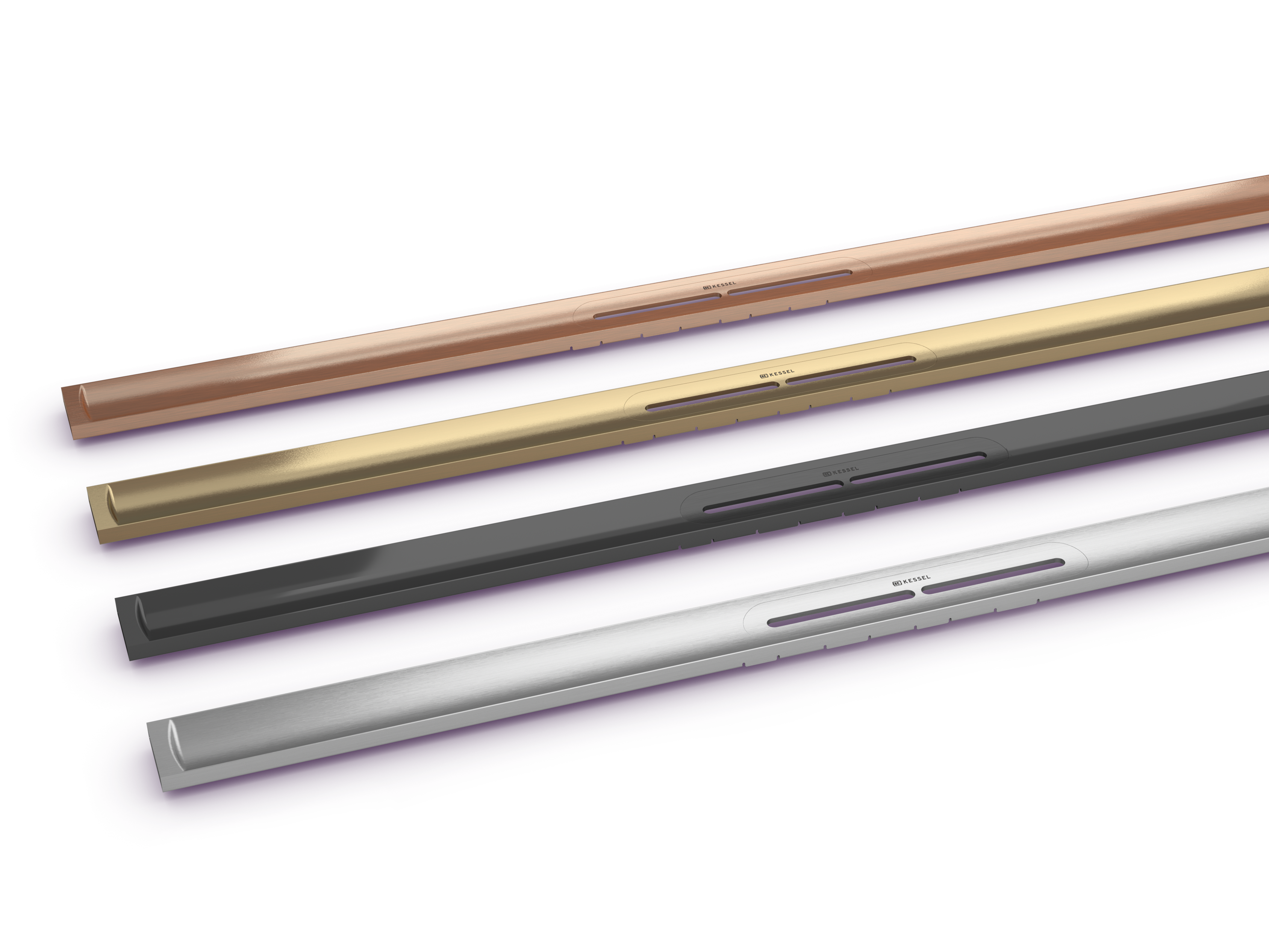 Stainless steel in elegant colours: brushed copper, brushed bronze, brushed black, brushed stainless steel
