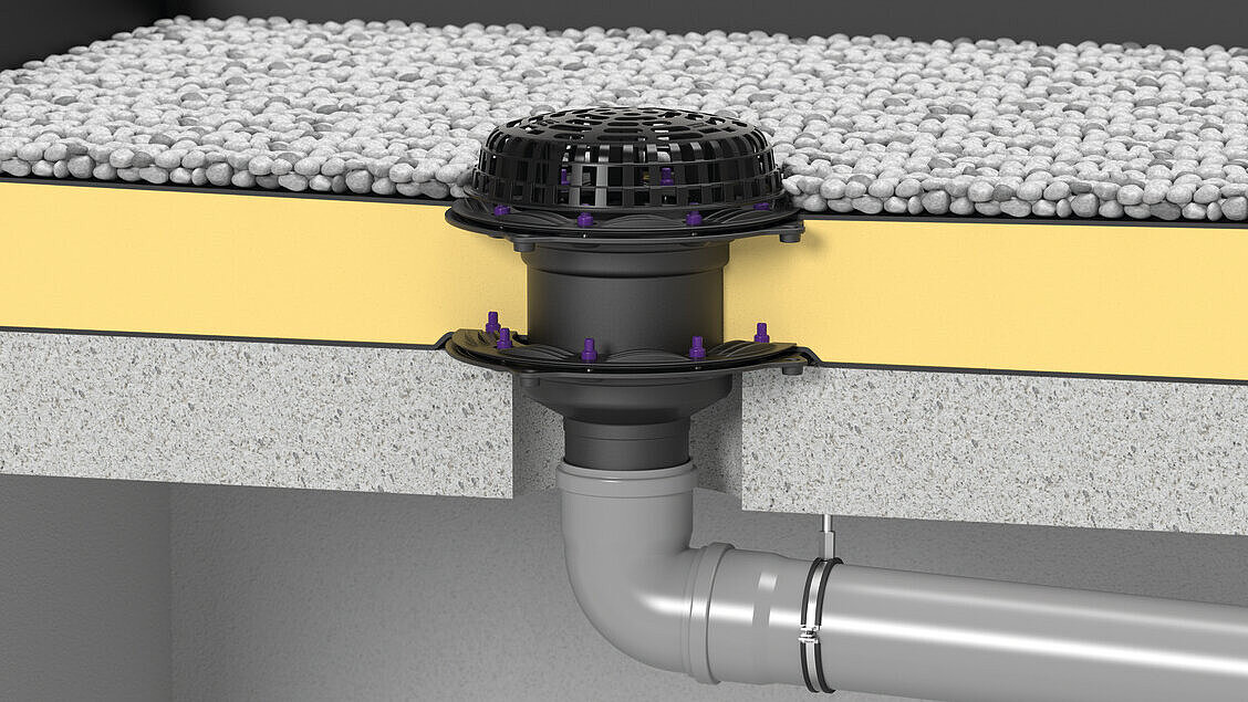 Ecoguss roof drain for flat roof surfaces Ecoguss roof drain for flat roof surfaces
