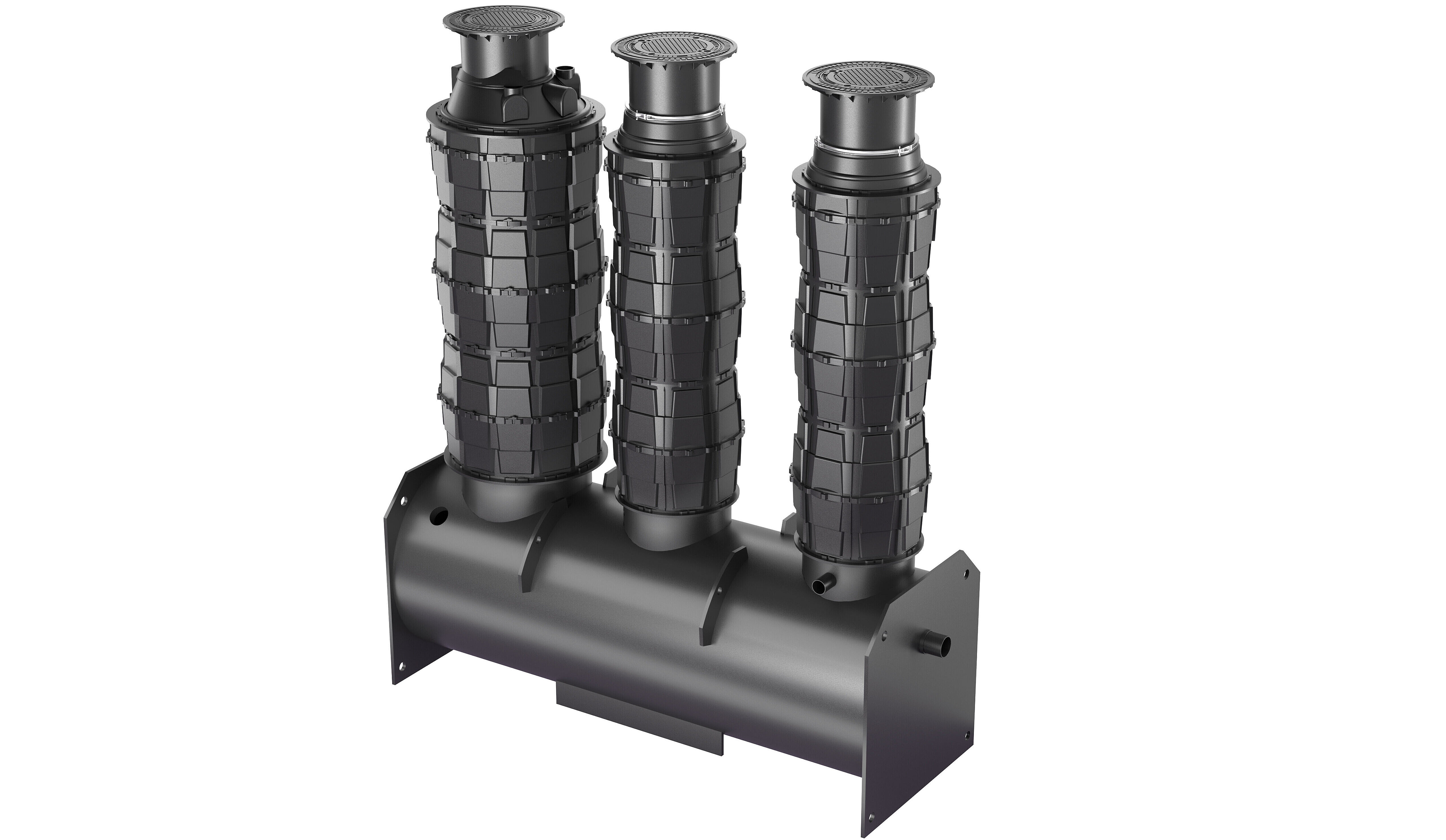 Grease separator in a twin walled reinforced pipe chamber for installation below ground level