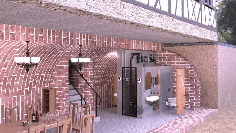 Installation proposal: CleverLoop system isolator and CleverVent ventilation system in the basement of a historic building Installation proposal: CleverLoop system isolator and CleverVent ventilation system in the basement of a historic building