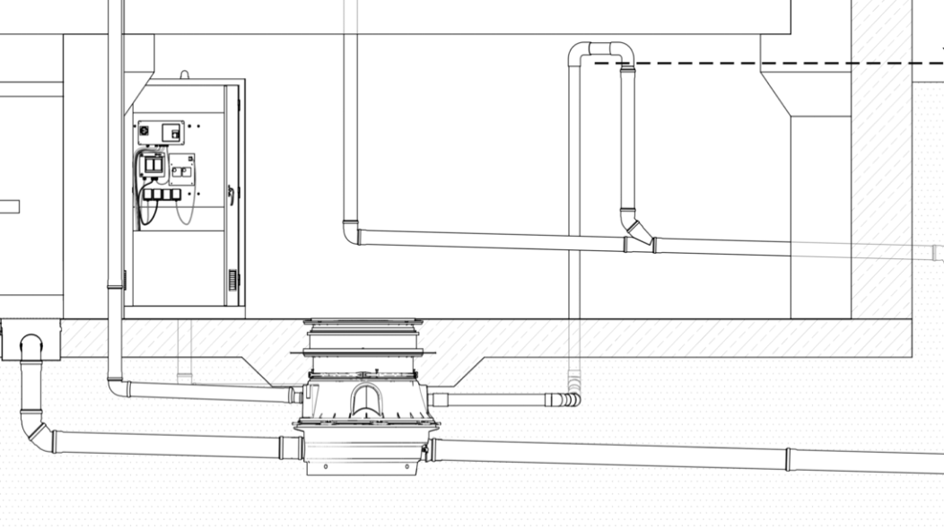 Installation diagram showing the pressure pipe