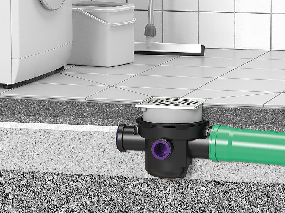 "The Universal" basement drain with a horizontal outlet
