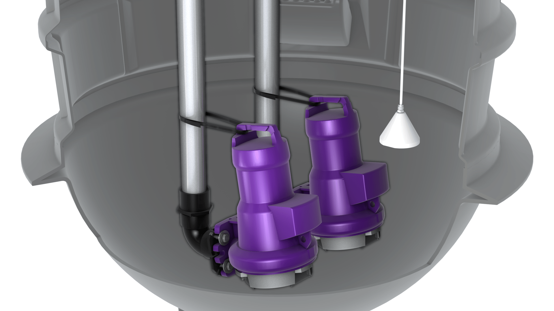 Station de relevage Aquapump XL Basic Vue détaillée des pompes