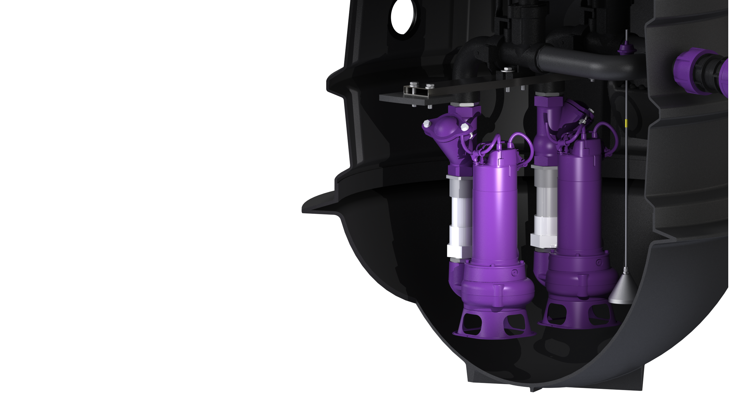 Aquapump XL Basic pumping station, detailed view, pumps