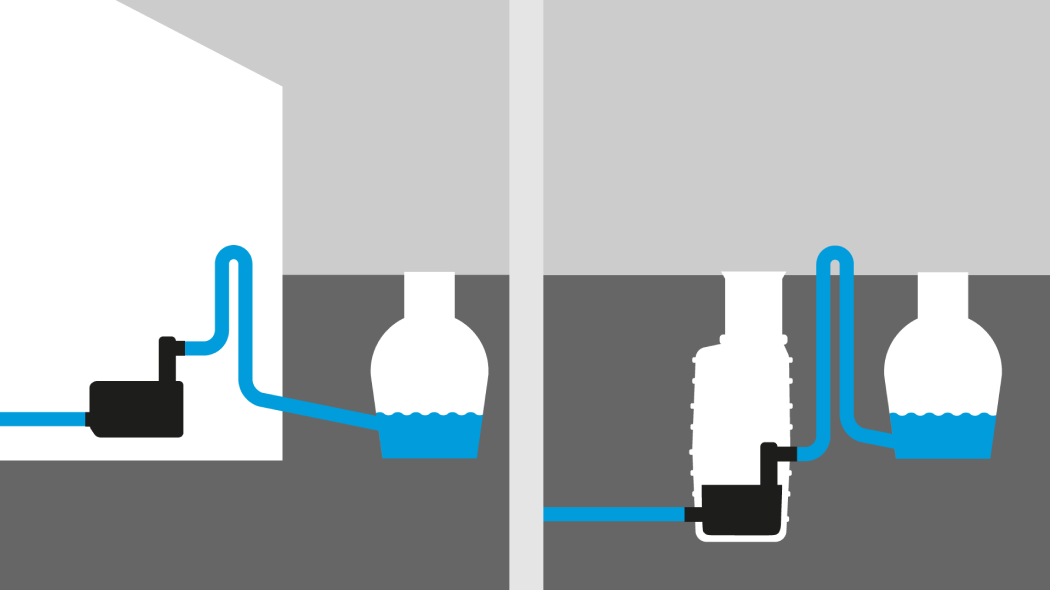 Lifting station installed separately in the house or outside in a chamber