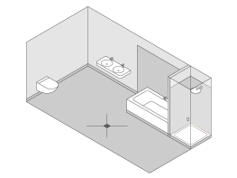 En-suite bathroom with a bath without a shower head, a shower tray with a shower screen, and a floor drain in the room.