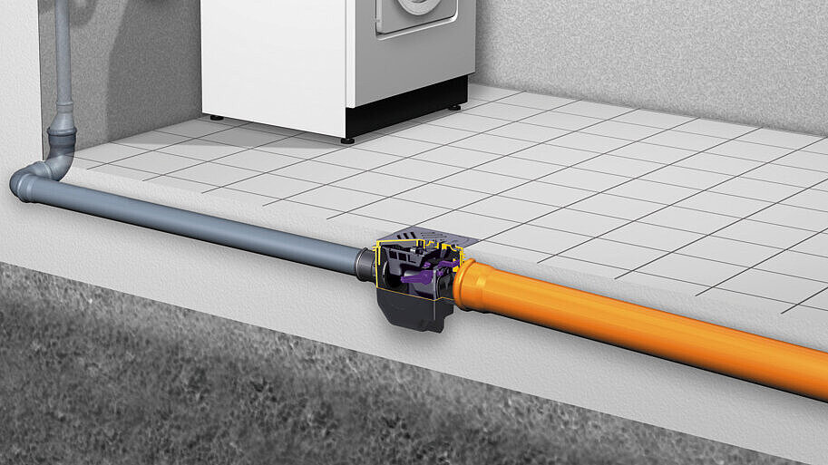 Compact basement drain, ideal for renovation projects.