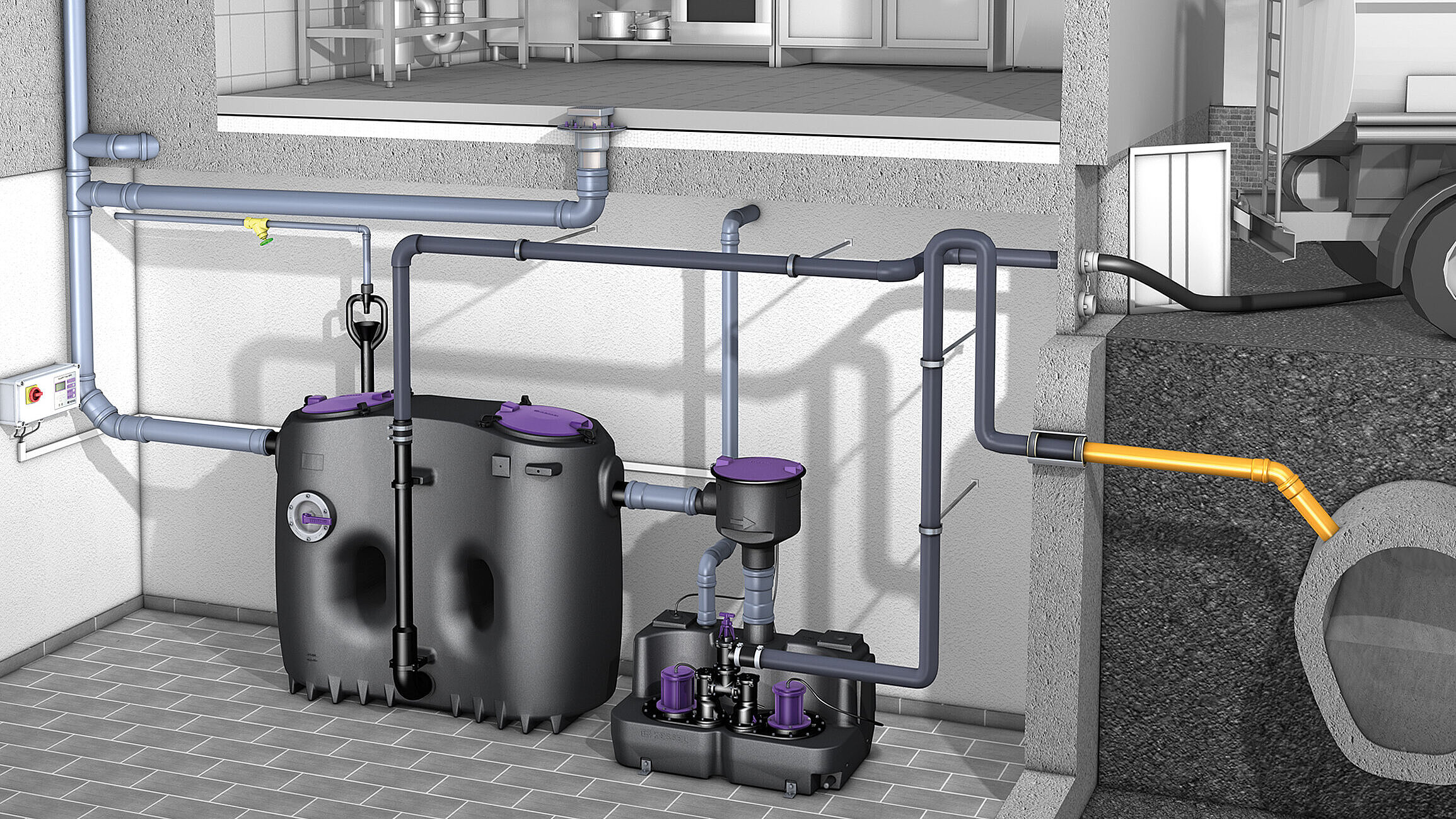 Grease separators with direct disposal connection