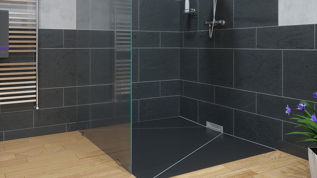 Installation diagram for the Scada wall drain in a shower