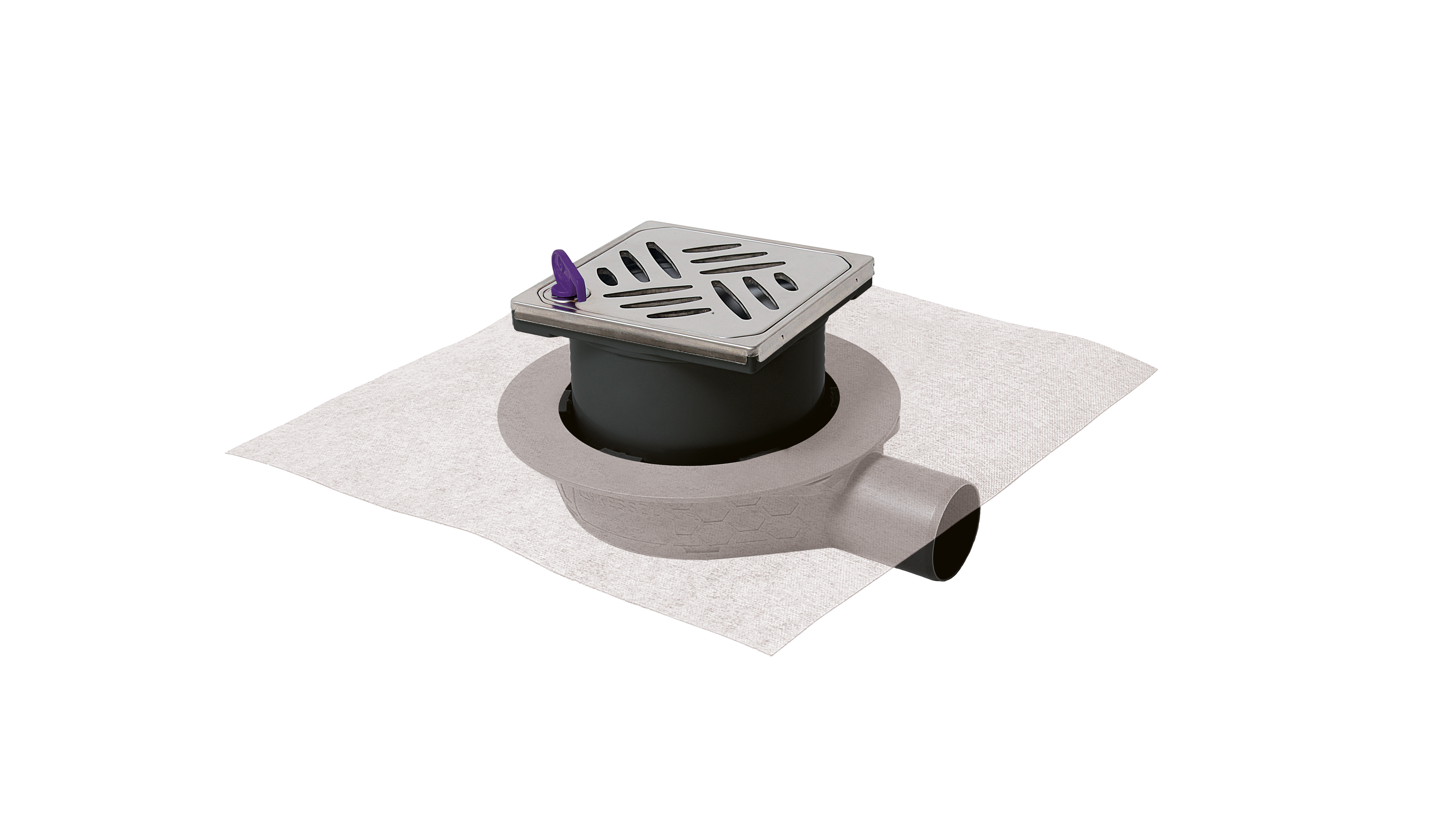 The Ultraflat 54 bathroom drain, DN 50, with a slotted cover, Lock & Lift locking system and Megastop The Ultraflat 54 bathroom drain, DN 50, with a slotted cover, Lock & Lift locking system and Megastop