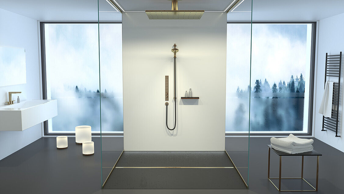 Linear drainage with our Linearis Infinity for a newly designed Bathroom