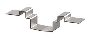 Stainless steel gutter with glued flange, flange height 15 mm Stainless steel gutter with glued flange, flange height 15 mm